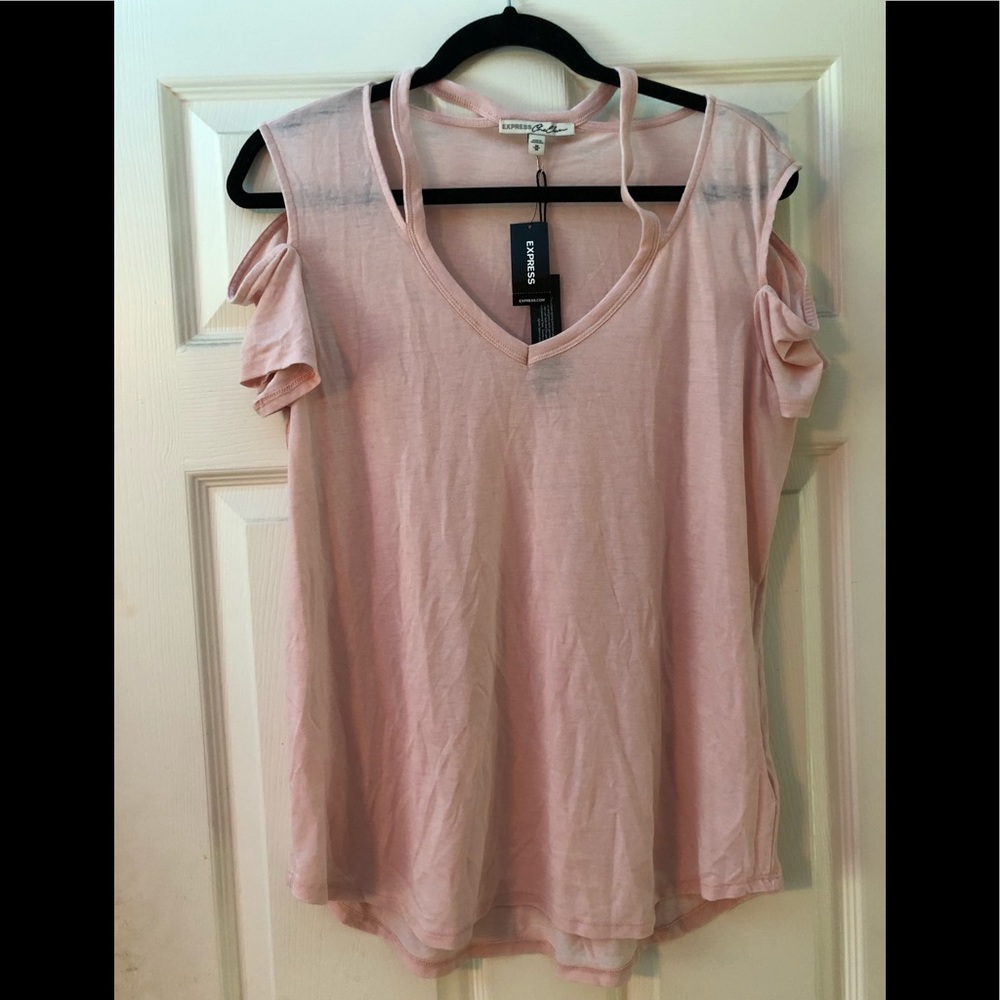 Express Pink Shoulder Cut out Tee